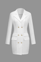 Katı Düğme Cepli Uzun Kollu Mini Elbise