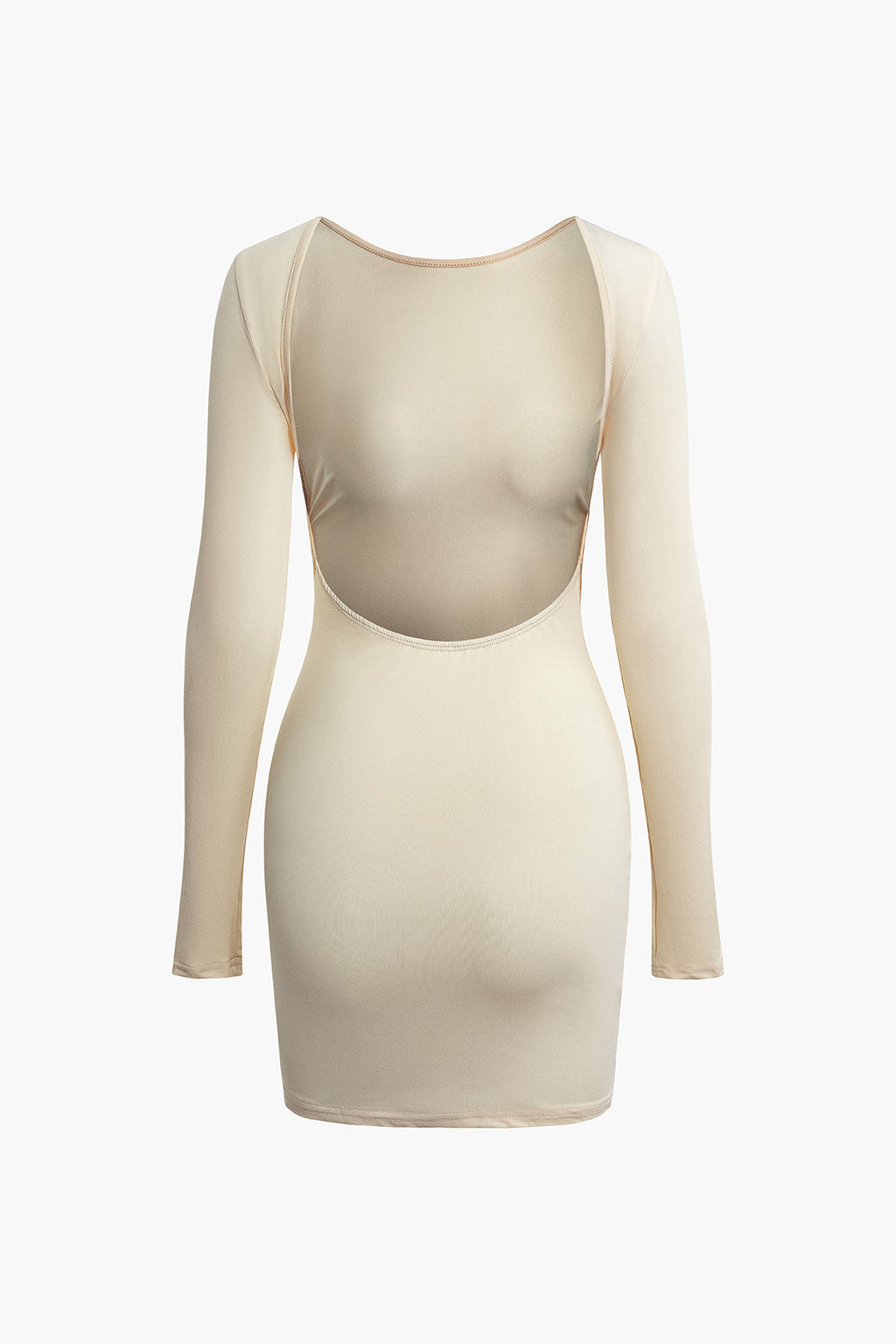 Düz Sırtı Açık Uzun Kollu Mini Elbise