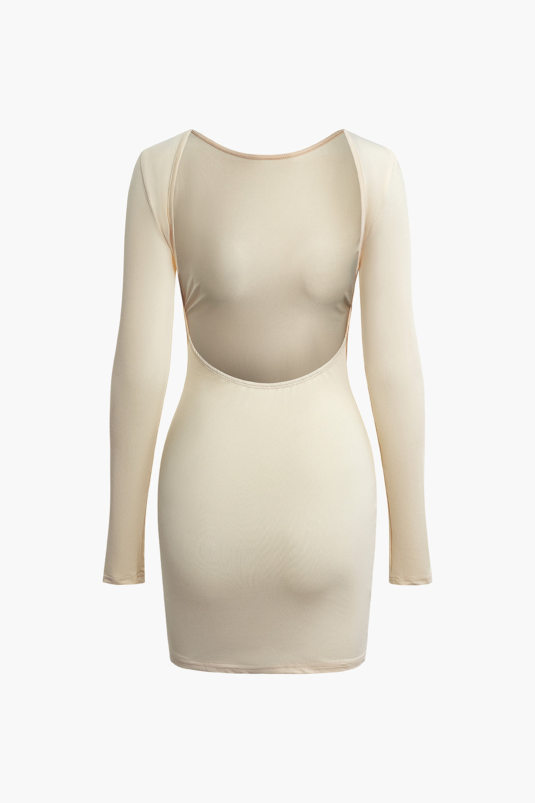 Düz Sırtı Açık Uzun Kollu Mini Elbise