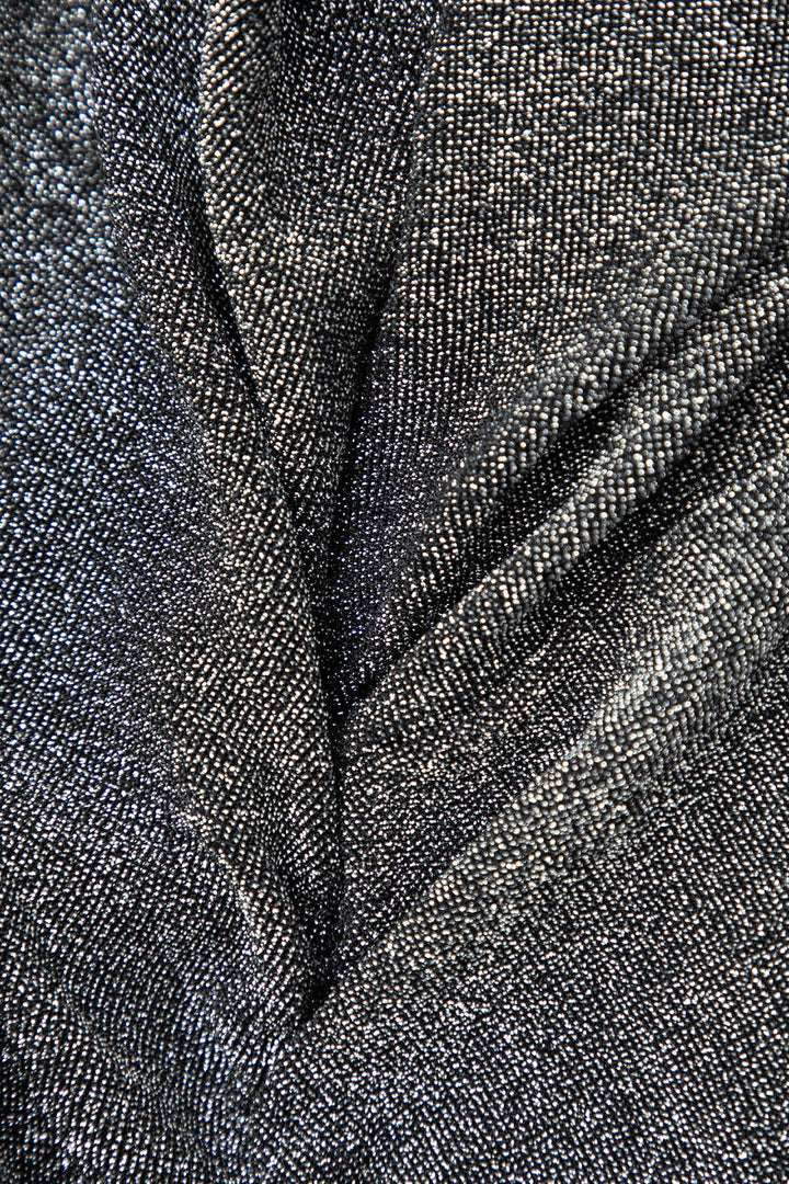 Simli Asimetrik Kesim Uzun Kollu maksi Elbise