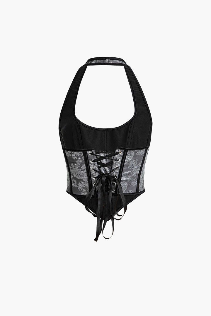 Jakar Bağlamalı Halter Korsaj Üst