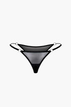 File Şeffaf Zincir Detaylı İki Parçalı İç Giyim Seti ve Choker