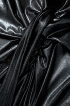 Metalik V Yaka Dantelli Yırtmaçlı Anvelop maksi Elbise