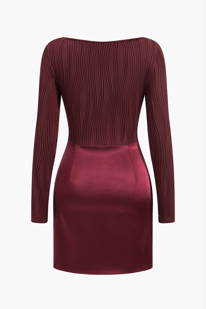 Patchwork Düğümlü Dantelli Mini Elbise