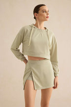 Portina Kapüşonlu top ve Mini Etek Takım