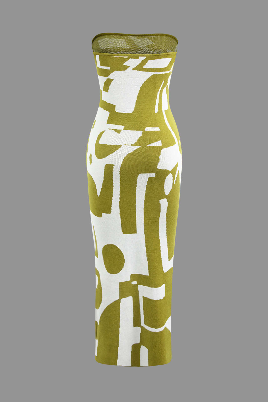 Geometrik Desenli Straplez Triko maksi Elbise