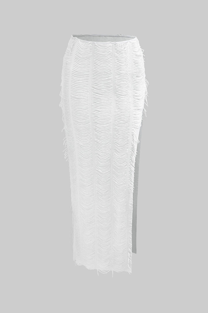 Rave Crop Top ve Yırtmaçlı Etek Takım