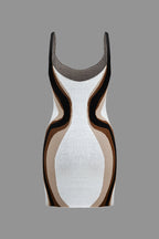 Kontrast Slip Triko Mini Elbise