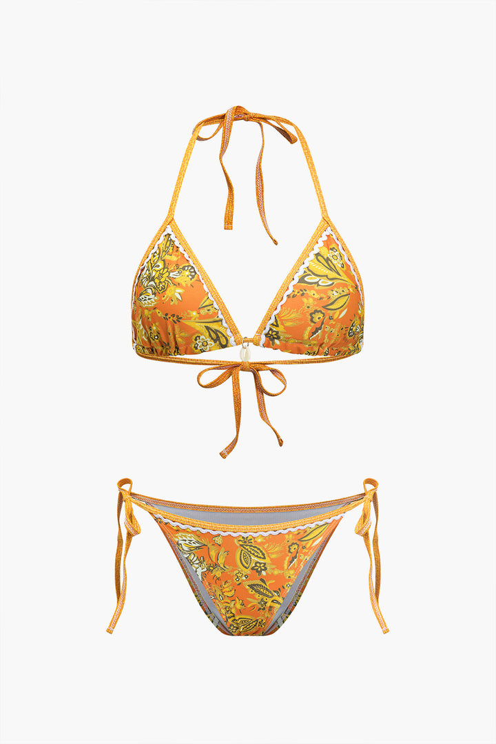 Retro Baskılı Halter Bikini Takımı