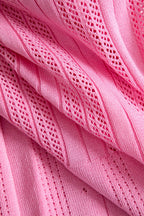 Katı Örgü Düğmeli Yuvarlak Yaka Kısa Kollu maksi Elbise