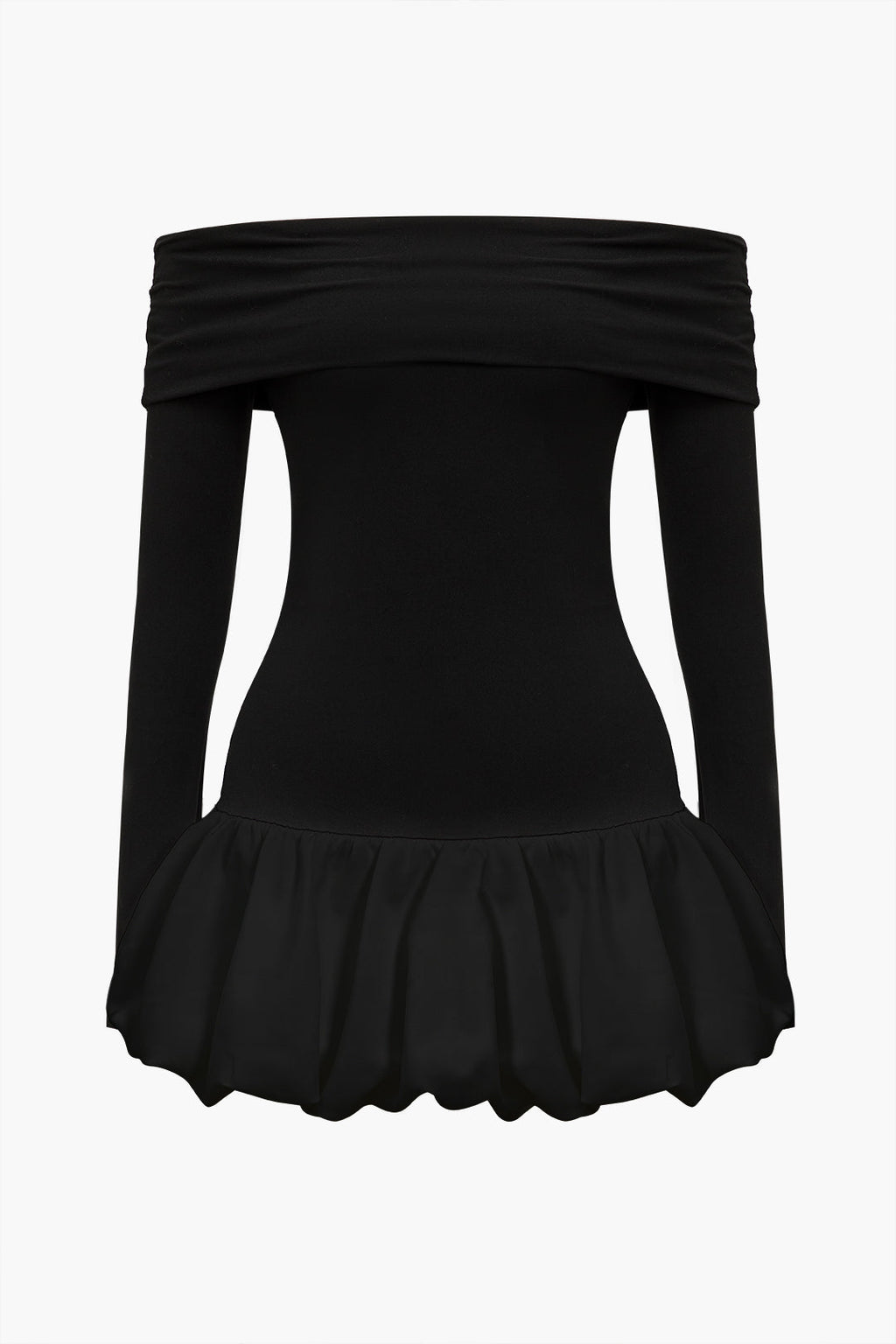 Düşük Omuz Patchwork Mini Elbise