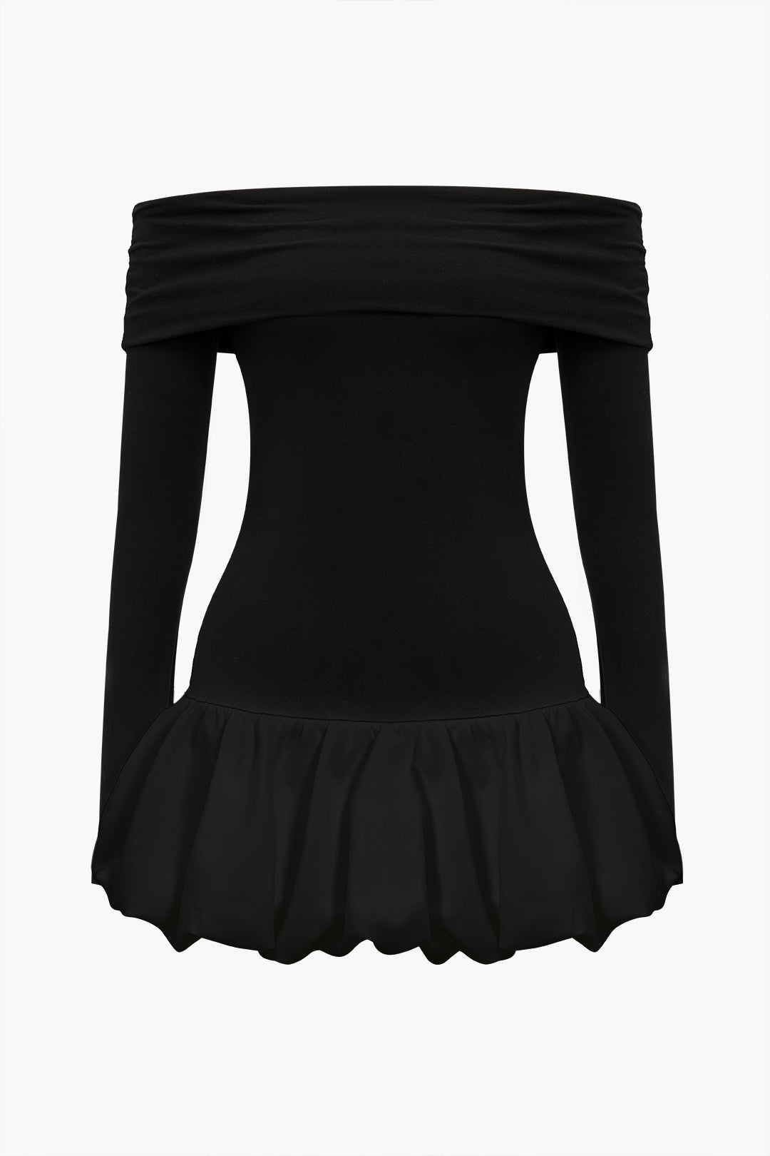 Düşük Omuz Patchwork Mini Elbise