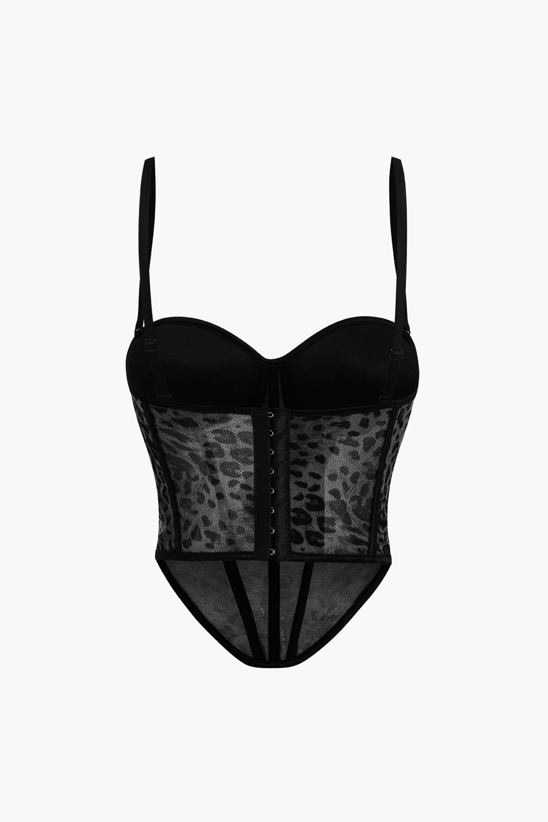 Leopar Desenli Şeffaf File Korse Elbise Üstü