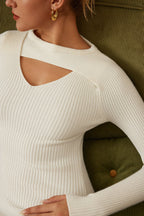 Katı Kazak Kesilip Uzun Kollu Mini Elbise