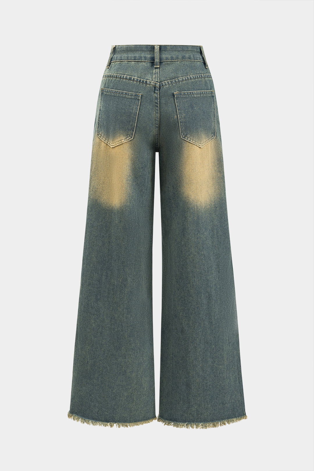Püsküllü Cepli Düğmeli Bol Paça Denim Pantolon