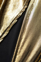 Metalik V Yaka Dantelli Yırtmaçlı Anvelop maksi Elbise