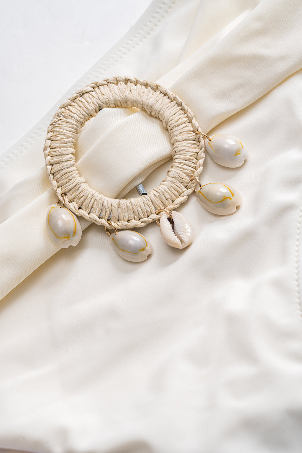 Kontrast Kabuk Dekorlu Kırışık Bikini Takımı