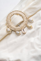 Kontrast Kabuk Dekorlu Kırışık Bikini Takımı