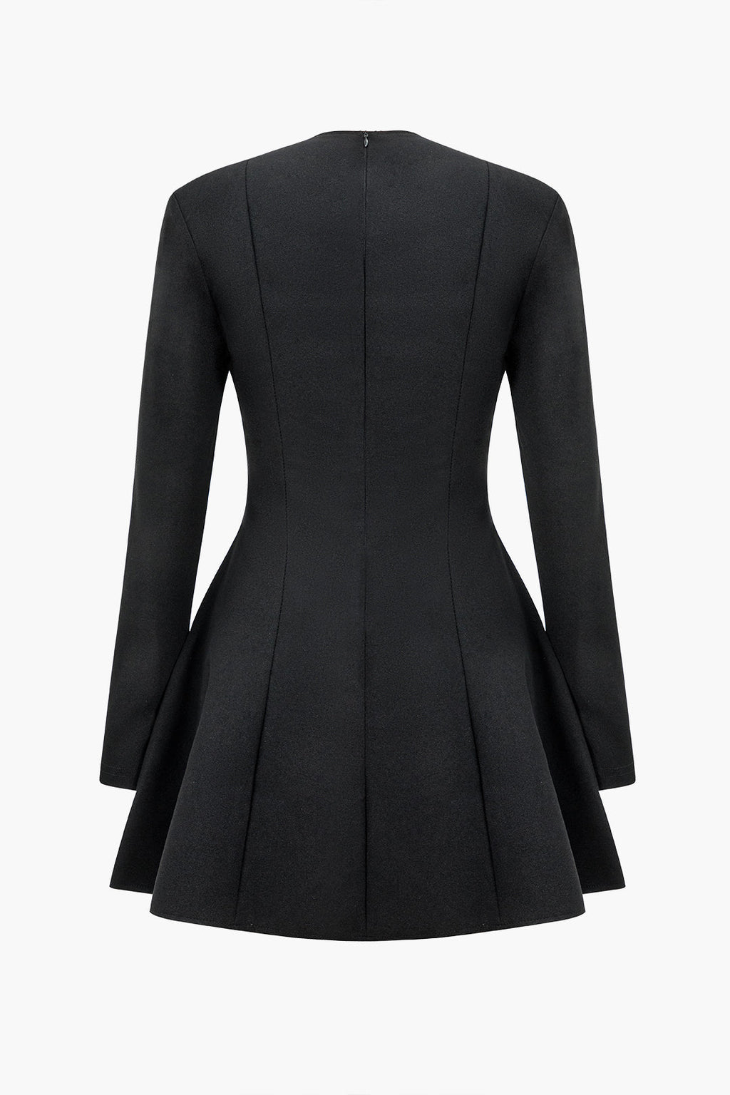 Katı V Yaka Cepli Ve Fermuarlı Mini Elbise