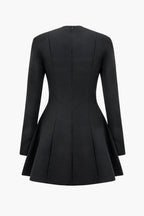 Katı V Yaka Cepli Ve Fermuarlı Mini Elbise