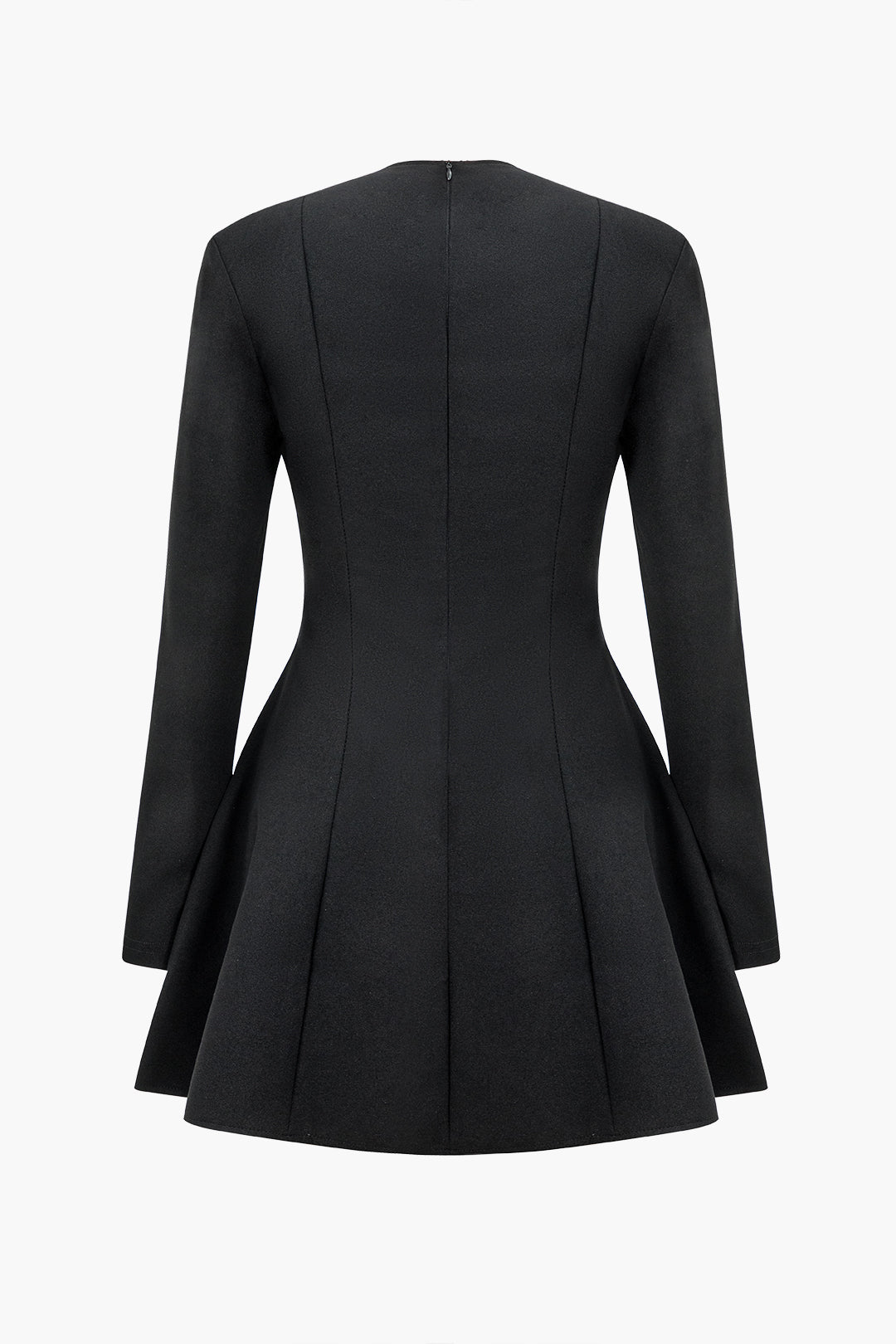 Katı V Yaka Cepli Ve Fermuarlı Mini Elbise