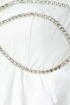 V-Yaka Taş Detaylı Mini Elbise