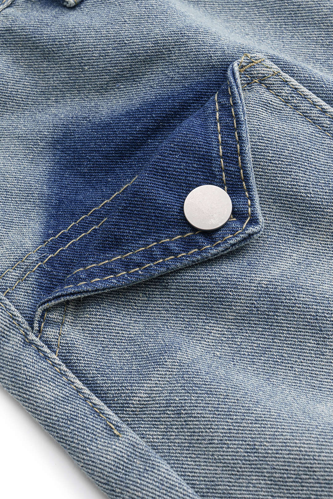 Denim Yüksek Belli Cepli Şort