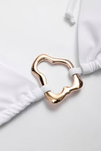 Metalik Dekorlu Büzgülü Bağlamalı Bikini Takımı