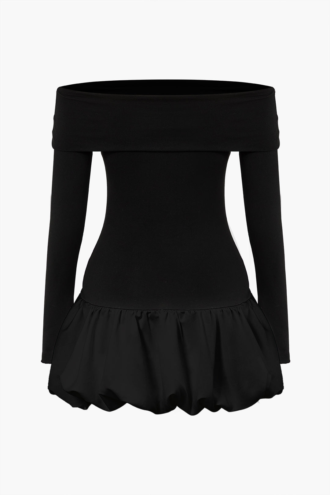 Düşük Omuz Patchwork Mini Elbise