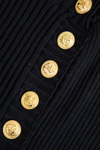 Düğmeli Örgü Bağlamalı Cep Kazak midi Elbise