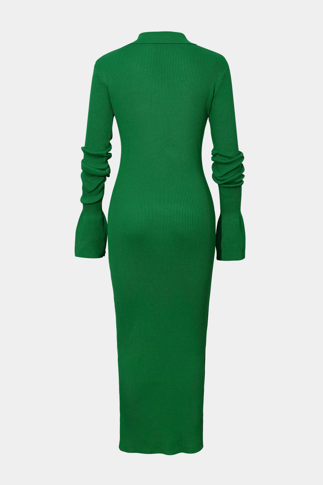 Kolları Nervürlü Düğmeli maksi Elbise