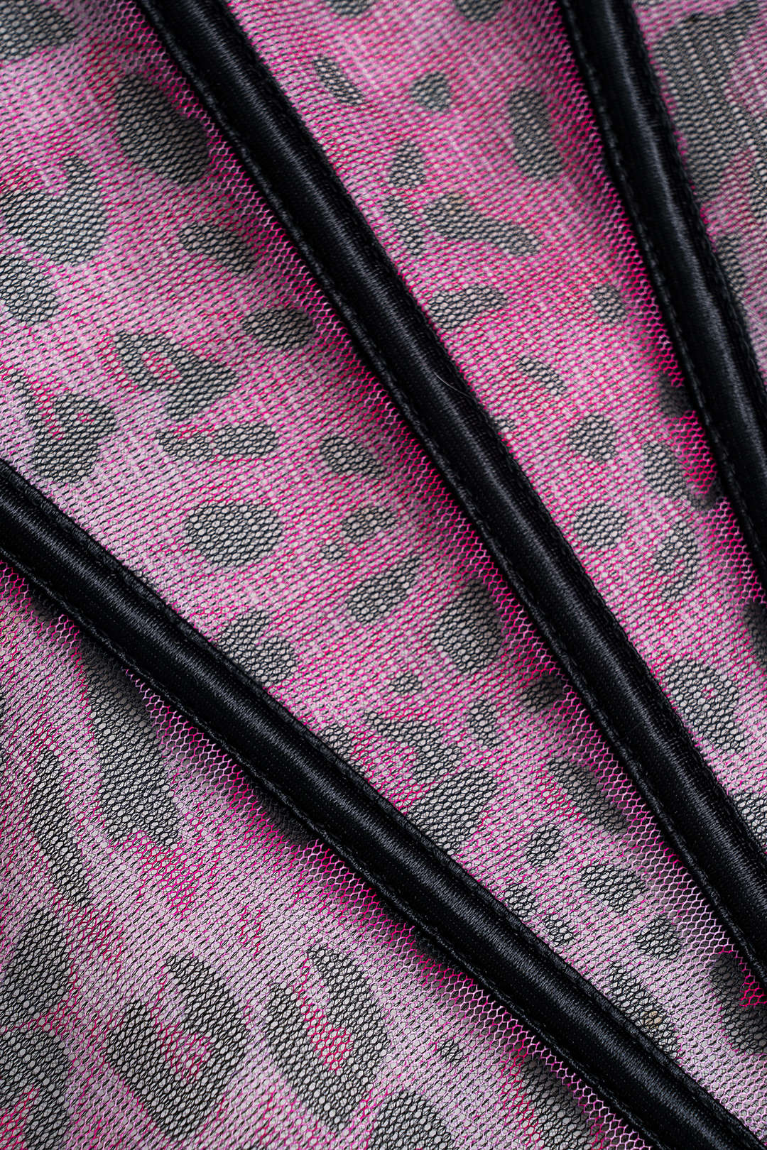 Leopar Desenli Şeffaf File Korse Elbise Üstü