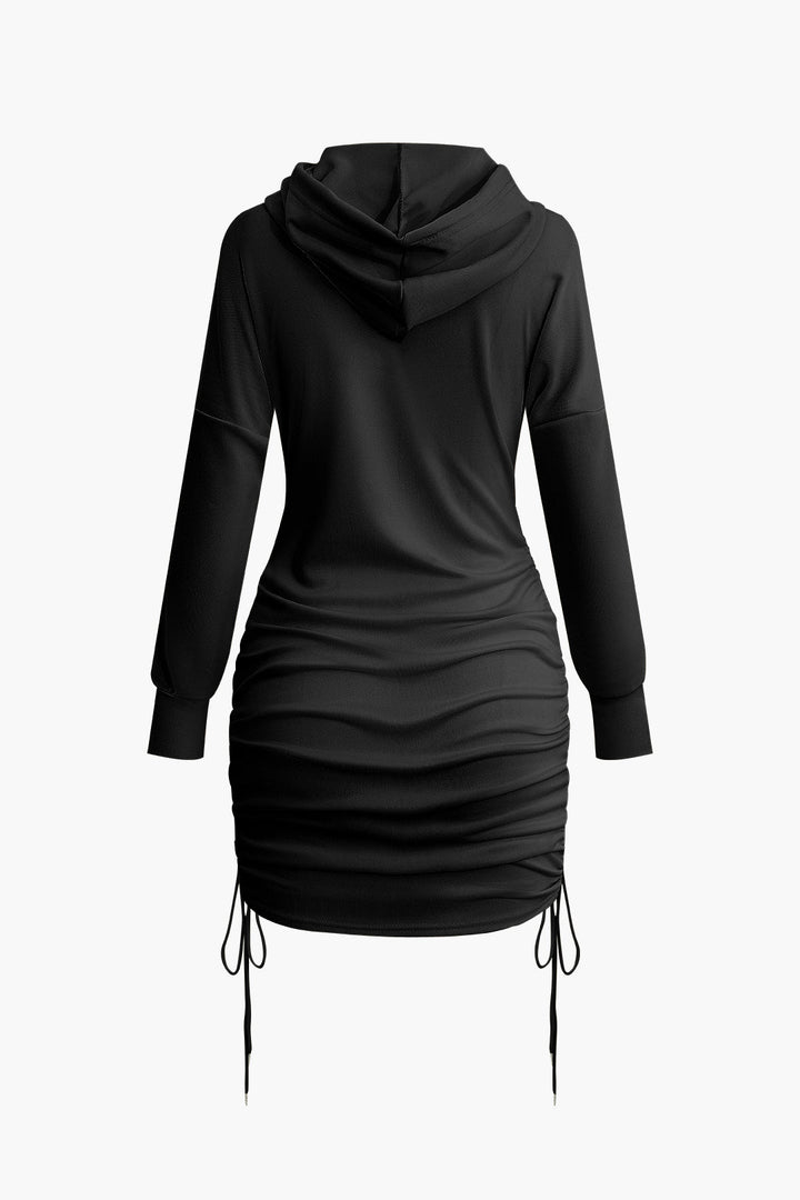Katı İpli Kapşonlu Mini Elbise