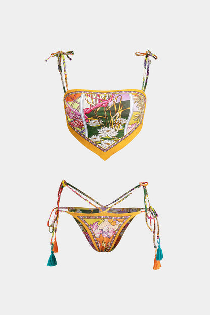 Çiçek Desenli Bikini Takımı