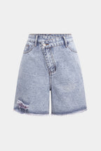 Denim Yüksek Bel Şort