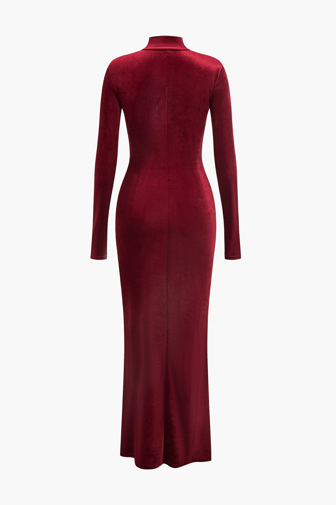 Kadife Kıvrımlı Dantelli Uzun Kollu maksi Elbise