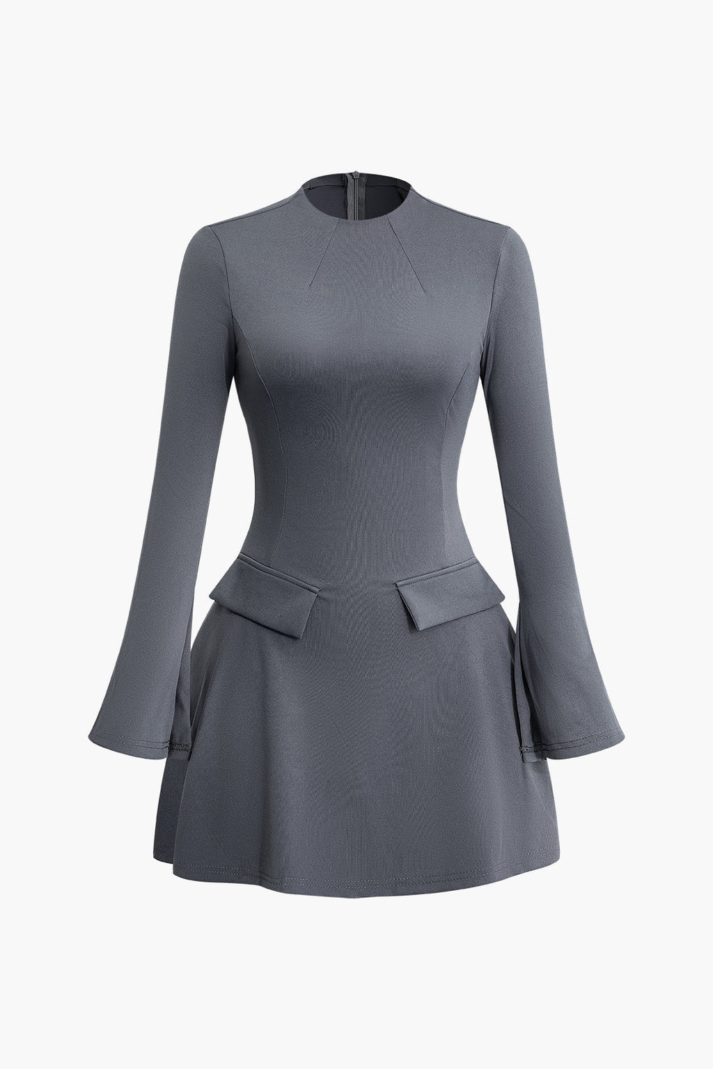 Zil Kol Dikişli Mini Elbise