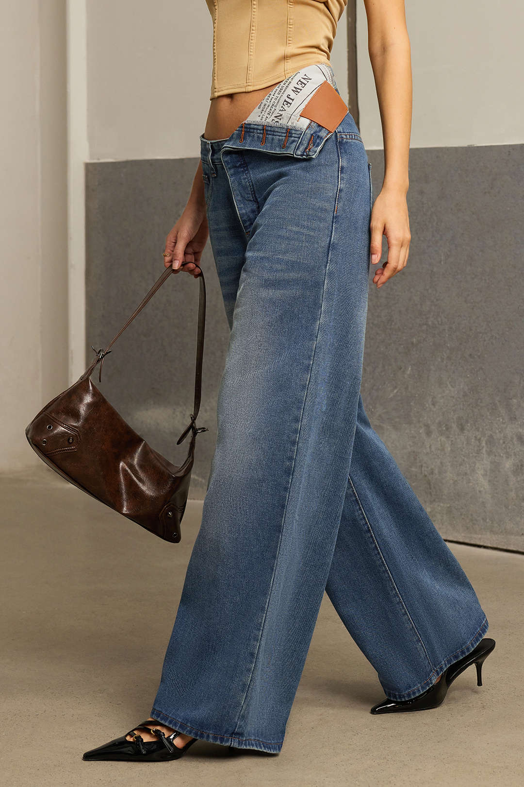 Yüksek bel Denim Barrel Kot