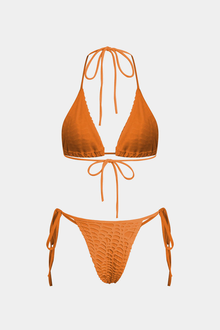 Halter Yaka Bikini ve Mayo Eteği Pareo Takımı