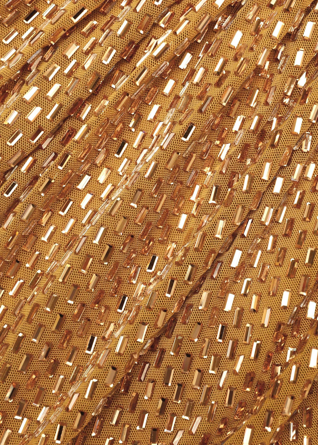Gold Kristal Taşlı Midi Elbise