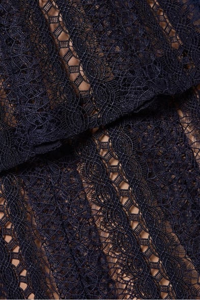 Lacivert Dantel Maksi Elbise