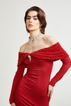 Leonya örgü midi elbise