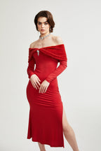 Leonya örgü midi elbise