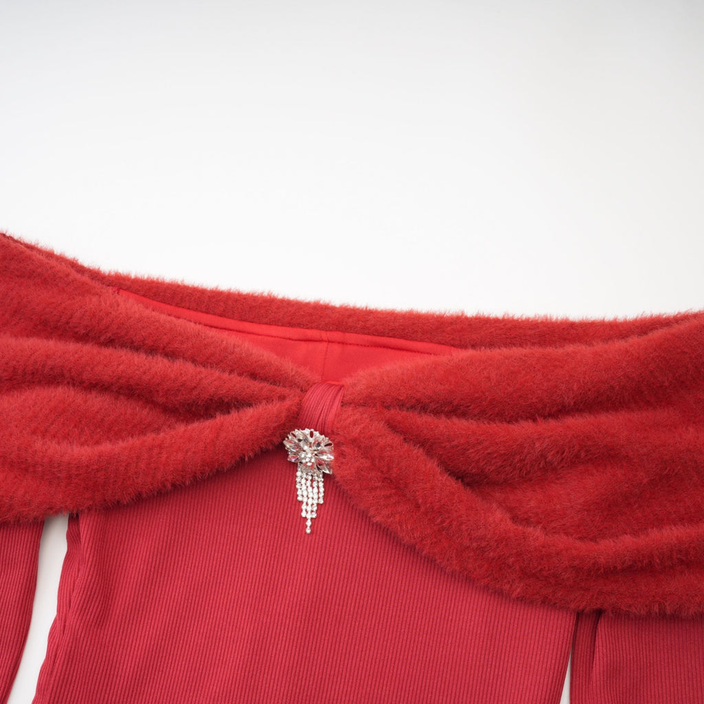 Leonya örgü midi elbise