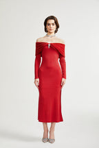 Leonya örgü midi elbise