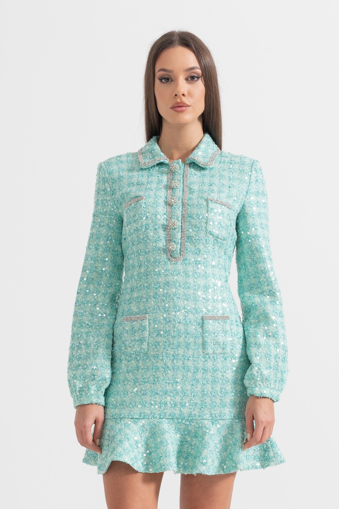 Payetli Süslemeli Örme Elbise