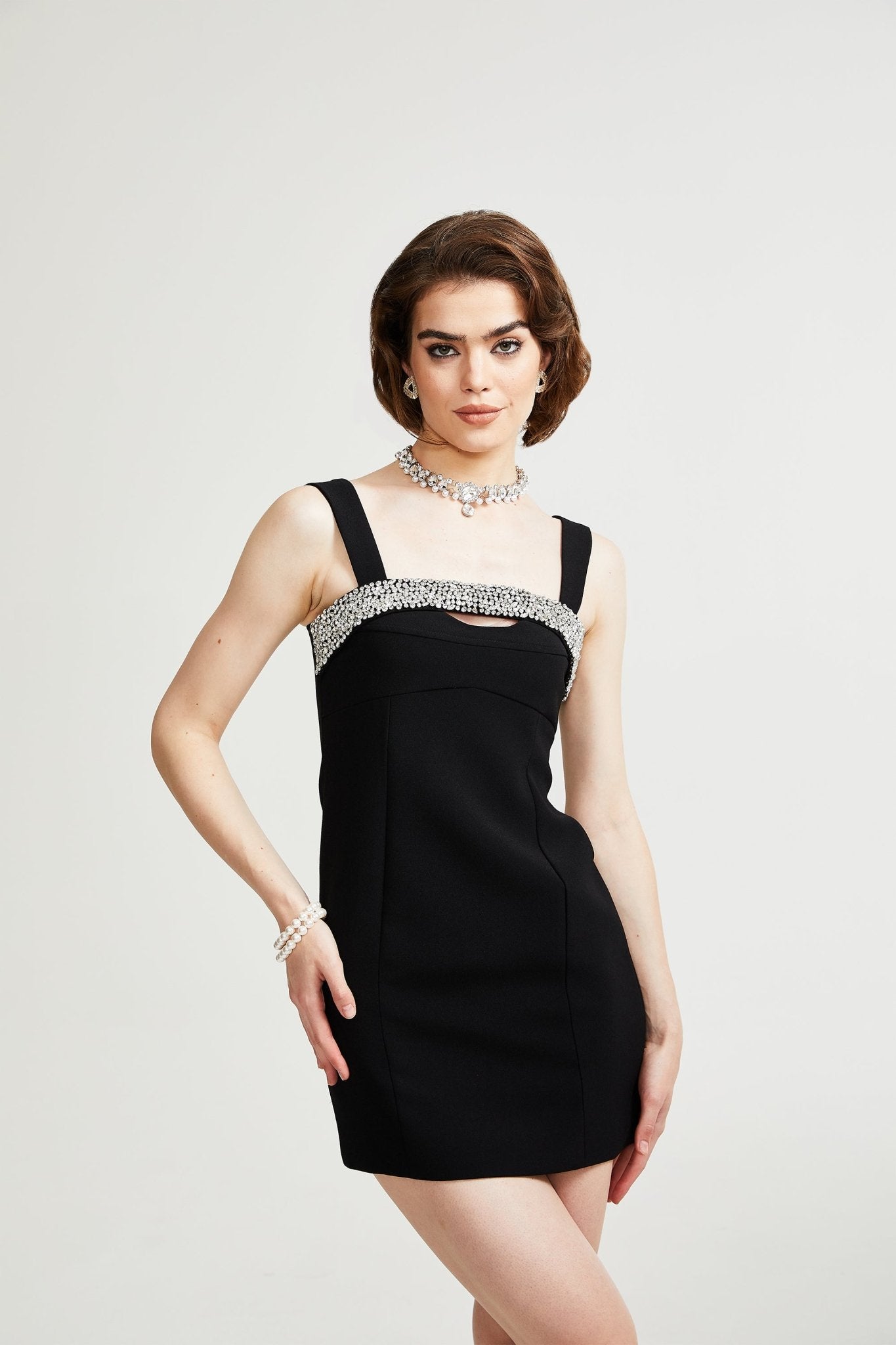 Mathilde siyah mini elbise