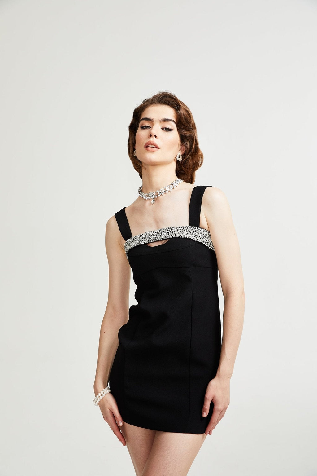 Mathilde siyah mini elbise
