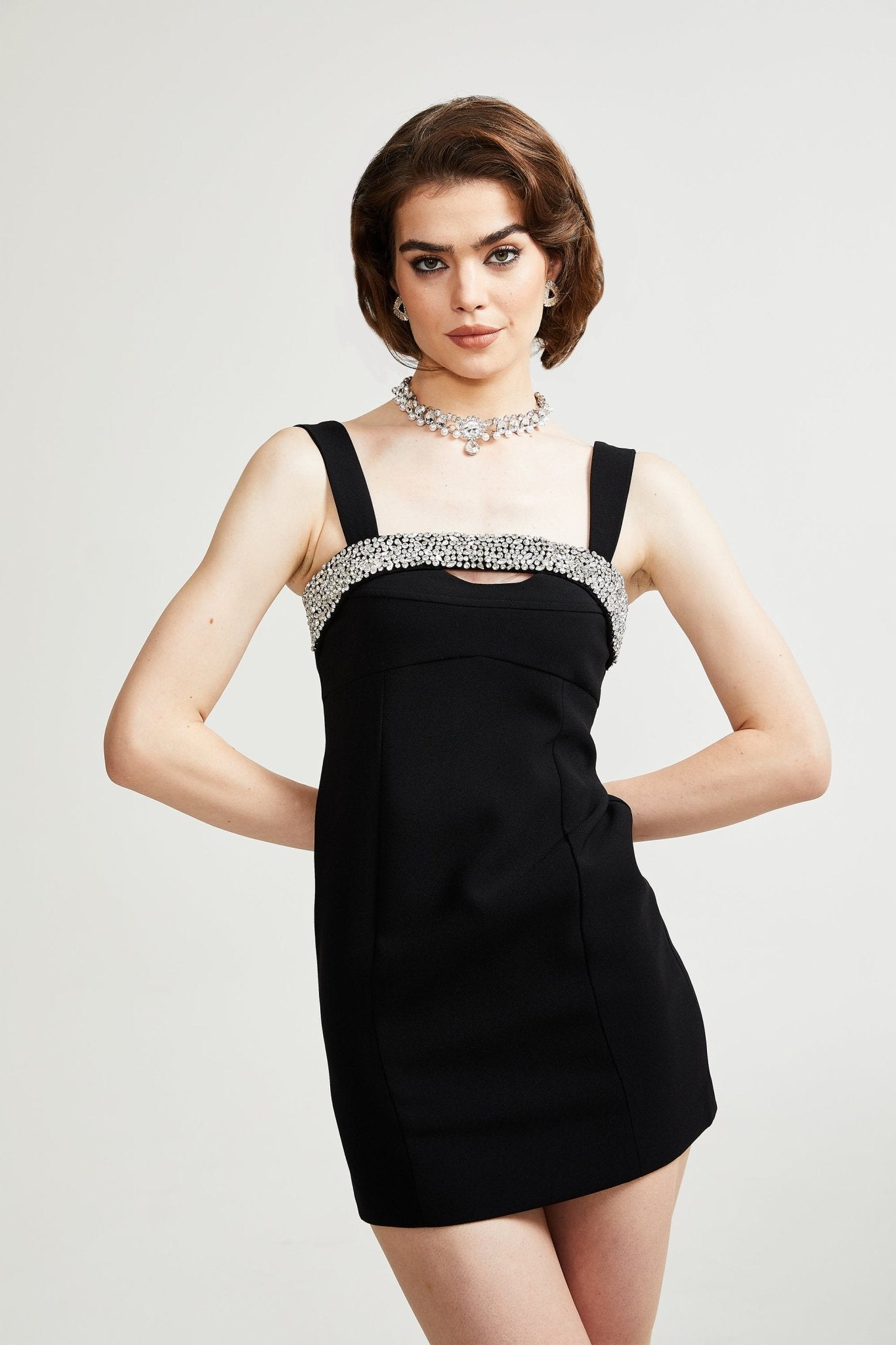 Mathilde siyah mini elbise