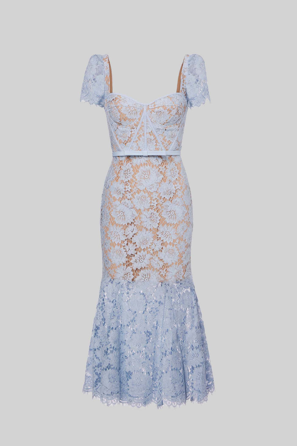 Dantel Omuz Süslemeli Midi Elbise